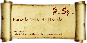 Huszárik Szilvió névjegykártya